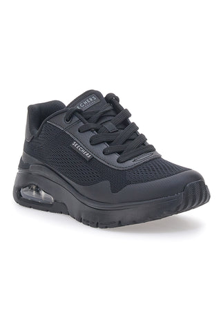Skechers Uno Flex – Spring On Air Schwarze vegane Plateau-Sneaker