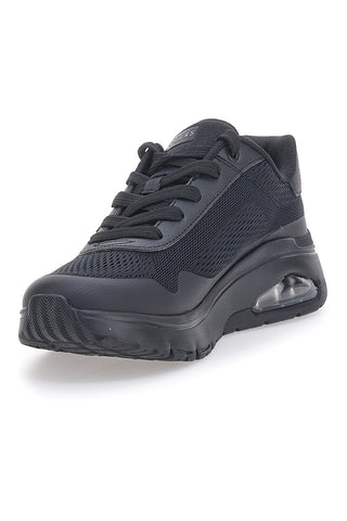 Skechers Uno Flex – Spring On Air Schwarze vegane Plateau-Sneaker