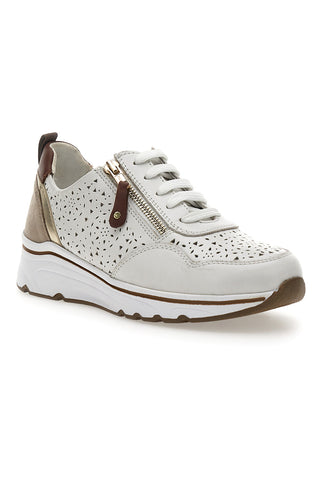 Sneakers Bianche con Tomaia in Pelle Traforata PRIMA RIGA 21464GLAM