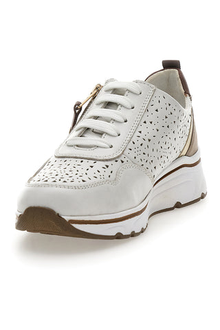 Sneakers Bianche con Tomaia in Pelle Traforata PRIMA RIGA 21464GLAM