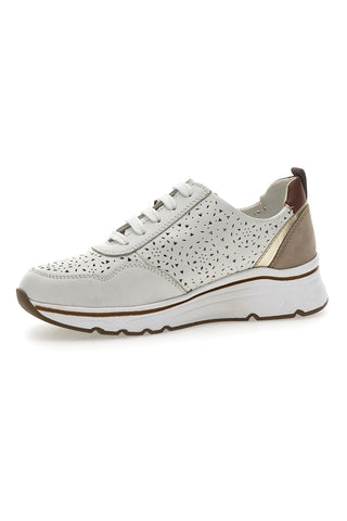 Sneakers Bianche con Tomaia in Pelle Traforata PRIMA RIGA 21464GLAM