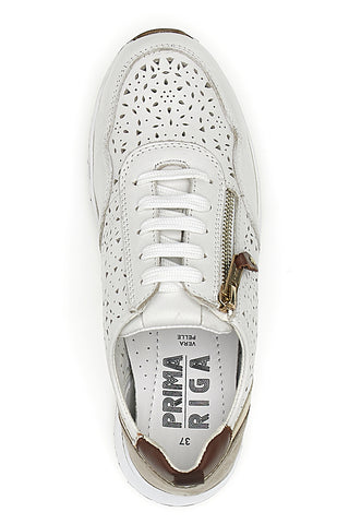 Sneakers Bianche con Tomaia in Pelle Traforata PRIMA RIGA 21464GLAM
