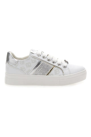 Sneakers Bianche con Tomaia Liscia e Dettagli Glitterati LAURA BIAGIOTTI L8327