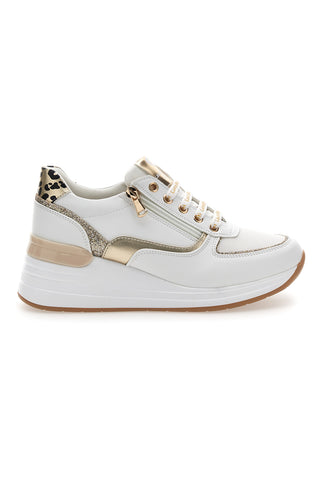 Weiße Schnürschuhe mit goldenen und Leoparden-Details LAURA BIAGIOTTI 8481