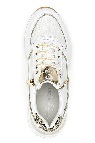 Stringate Bianche con Dettagli Oro e Leopardati LAURA BIAGIOTTI 8481