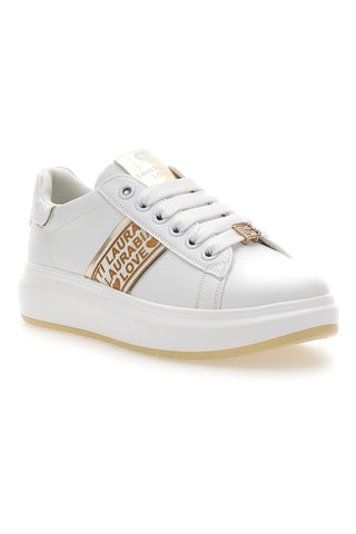 Weiße Sneakers mit goldenen Seitenbändern LAURA BIAGIOTTI L8945