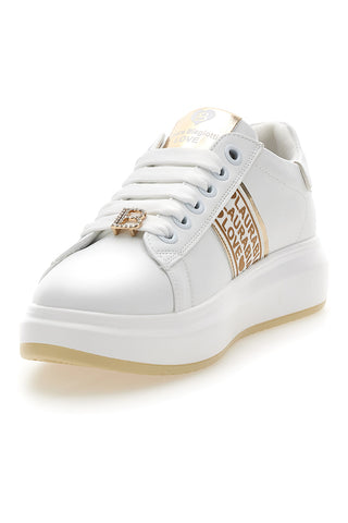 Weiße Sneakers mit goldenen Seitenbändern LAURA BIAGIOTTI L8945