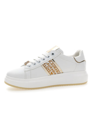 Weiße Sneakers mit goldenen Seitenbändern LAURA BIAGIOTTI L8945