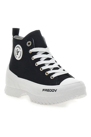 Schwarze hohe Sneakers mit weißem Plateau FREDDY FY7602