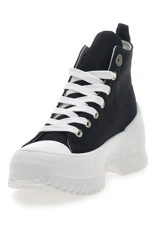 Schwarze hohe Sneakers mit weißem Plateau FREDDY FY7602