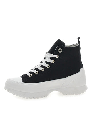 Schwarze hohe Sneakers mit weißem Plateau FREDDY FY7602