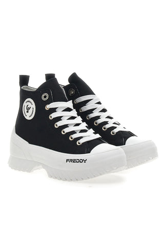 Schwarze hohe Sneakers mit weißem Plateau FREDDY FY7602