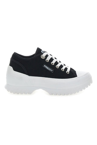 Schwarze Sneakers mit weißer Plateausohle FREDDY FY7601
