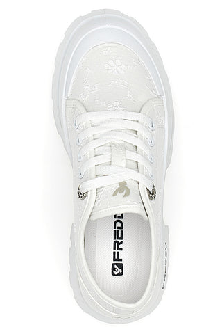 Weiße Sneakers mit weißer Plateausohle FREDDY FY7679