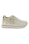 Beigefarbene Sneakers mit goldenen Details Laura Biagiotti 8915