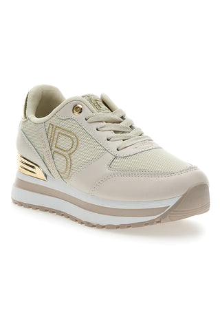 Beigefarbene Sneakers mit goldenen Details Laura Biagiotti 8915