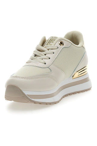 Beigefarbene Sneakers mit goldenen Details Laura Biagiotti 8915