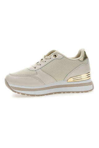 Beigefarbene Sneakers mit goldenen Details Laura Biagiotti 8915