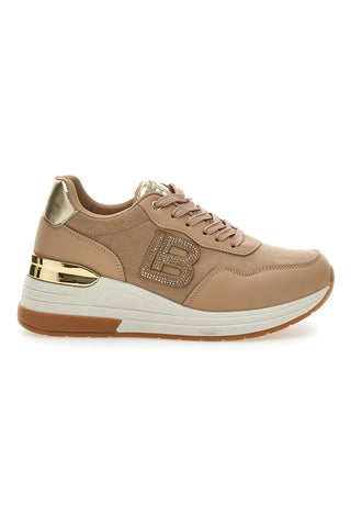 Beigefarbene Flatform-Sneaker mit goldenen Details Laura Biagiotti 8923