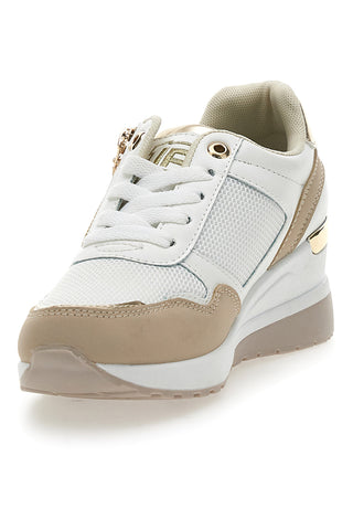 Beigefarbene Sneakers mit Keilabsatz, Spitze und Reißverschluss Laura Biagiotti 8920