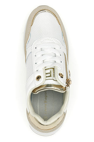 Beigefarbene Sneakers mit Keilabsatz, Spitze und Reißverschluss Laura Biagiotti 8920