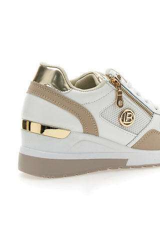 Beigefarbene Sneakers mit Keilabsatz, Spitze und Reißverschluss Laura Biagiotti 8920
