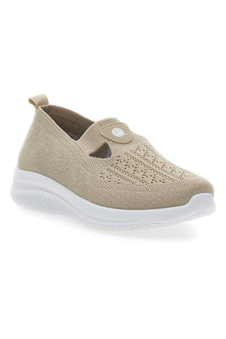 Sneakers Beige Slip On con Tomaia Effetto Ricamo CANGURO CA1227