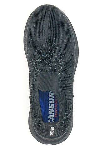Sneakers Slip On Nere con Tomaia in Mesh e Pietre Decorative CANGURO CA1226