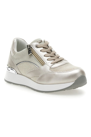 Platinfarbene Schnürschuhe mit seitlichem Reißverschluss INBLU 416 IN