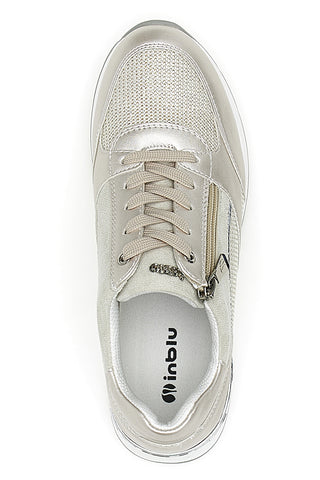 Platinfarbene Schnürschuhe mit seitlichem Reißverschluss INBLU 416 IN