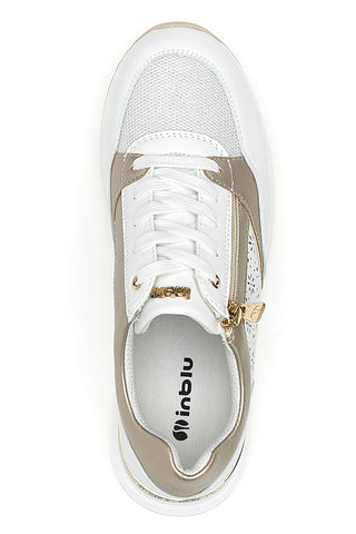 Weiße Schnürschuhe mit verziertem Obermaterial INBLU 426 IN