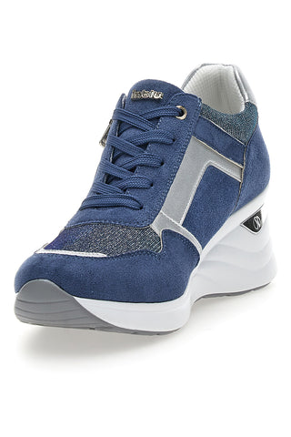 Stringate Blu con Platform e Tomaia Decorata INBLU 433 IN