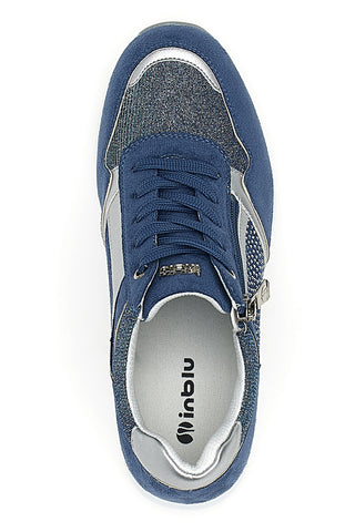 Stringate Blu con Platform e Tomaia Decorata INBLU 433 IN