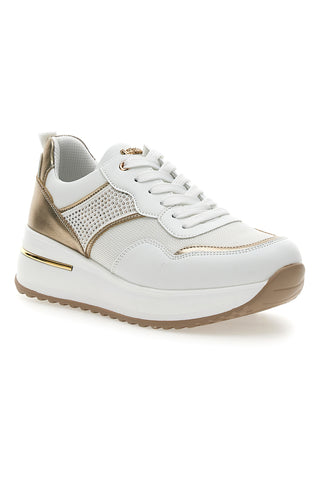 INBLU 422 IN Plateau-Schnürschuhe in Weiß und Gold