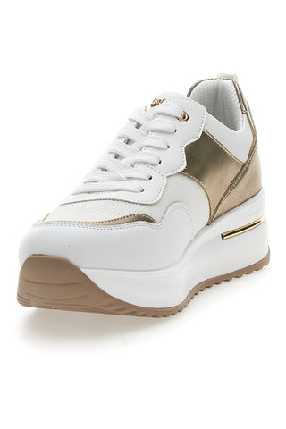 INBLU 422 IN Plateau-Schnürschuhe in Weiß und Gold