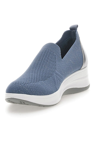 Blaue Mokassins mit Mesh-Obermaterial und Plateau INBLU 41 IC