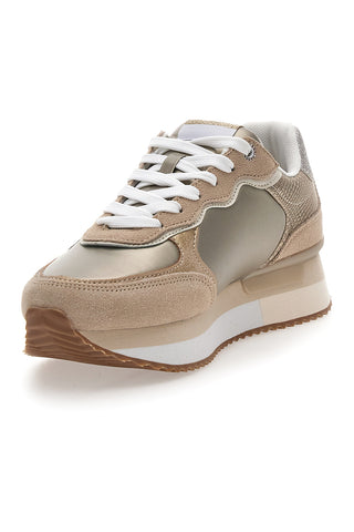 Sneakers Oro Con Dettagli in Pelle e Lacci a Contrasto PEPE JEANS RUSPER SHINE