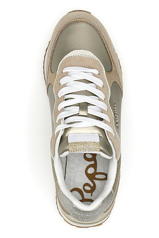 Sneakers Oro Con Dettagli in Pelle e Lacci a Contrasto PEPE JEANS RUSPER SHINE