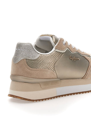 Sneakers Oro Con Dettagli in Pelle e Lacci a Contrasto PEPE JEANS RUSPER SHINE