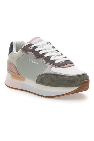 Sneakers Bianche con Dettagli Multicolore e Tomaia in Pelle PEPE JEANS RUSPER CLASS