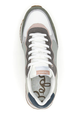Sneakers Bianche con Dettagli Multicolore e Tomaia in Pelle PEPE JEANS RUSPER CLASS