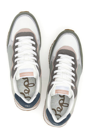 Sneakers Bianche con Dettagli Multicolore e Tomaia in Pelle PEPE JEANS RUSPER CLASS