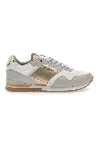 Weiße und goldene Schnürsneakers PEPE JEANS London Shine W