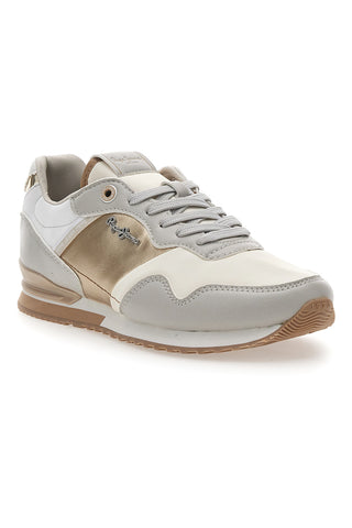 Weiße und goldene Schnürsneakers PEPE JEANS London Shine W