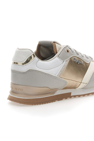 Weiße und goldene Schnürsneakers PEPE JEANS London Shine W