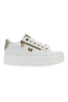 Sneakers Bianche con Dettagli Color Oro Glitterati e Cerniera Mariella Burani 51031