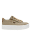 Sneakers Beige con Dettagli Color Oro Glitterati e Cerniera Mariella Burani 51031