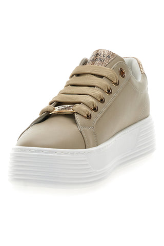 Sneakers Beige con Dettagli Color Oro Glitterati e Cerniera Mariella Burani 51031