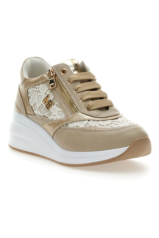 Beige Schnürschuhe mit Plateau und gestickten Verzierungen MARIELLA BURANI 51051