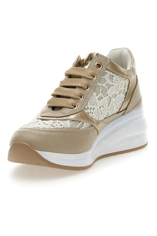 Beige Schnürschuhe mit Plateau und gestickten Verzierungen MARIELLA BURANI 51051